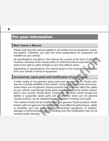 toyota kluger 2016-2017 owners manual rhd